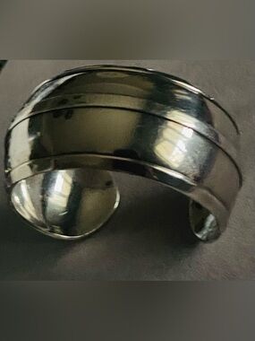 TAXCO SILVER CUFF BRACELET/ VINTAGE MEXICO 925 STERLING / MODERNIST /SIZE 7”
